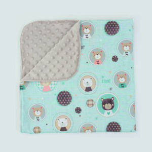 Copertina in jersey - Orsetti crema su azzurro